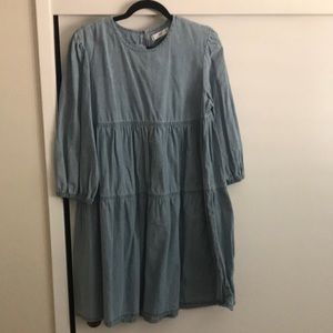 Mango denim tiered ruffle dress. Size L.